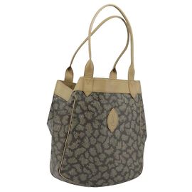 SAINT LAURENT Shoulder Bag Canvas PVC Gray Auth 176612 Brown