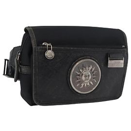 Gürteltasche Gianni Versace aus schwarzem Nylon mit Silber Auth BA12122A Schwarz Silber