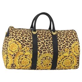 Borsa Boston in tela giallo oro Auth BA11776A di Gianni Versace D'oro Giallo