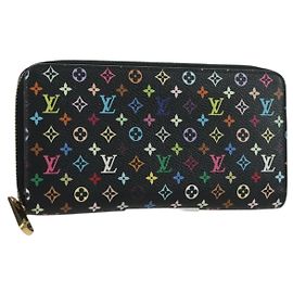 LOUIS VUITTON Monogram Multicolor Zippy Wallet Black M60243 LV Auth BA12070V Black