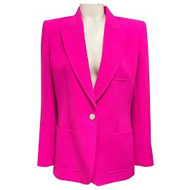 Barbara Bui Hot Pink Tailored One Button Crepe Blazer Jacket Pink