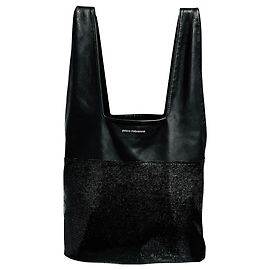 Bolsa de ombro em metal e couro com corrente preta Paco Rabanne Preto