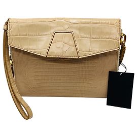 Alexander Wang Almond Croc Embossed Lydia Clutch Bag Beige