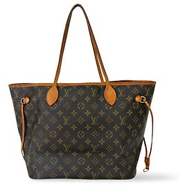 Borsa Tote Neverfull Monogram Canvas MM Louis Vuitton Marrone