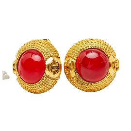 Orecchini Clip Gripoix Coco Mark di Chanel Rosso D'oro