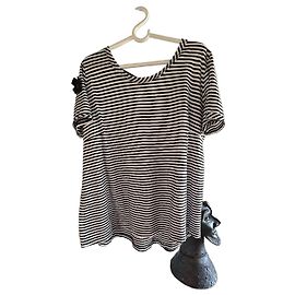 Autre Marque T-shirt a righe bianche e nere con dettaglio a fiocco Nero Bianco