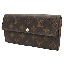 Portefeuille long Louis Vuitton Monogram marron cuir Marron