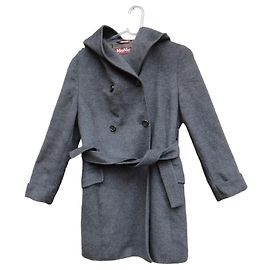 Autre Marque Abrigo Max Mara Studio Gris de Lana con Capucha Gris