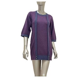 Chanel Cardigan Long en Cachemire Violet FR 34 D'occasion Autre