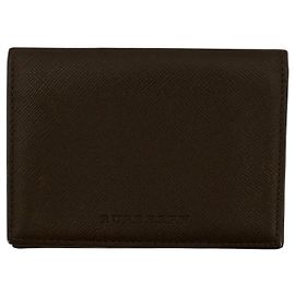 Autre Marque Burberry Brown Leather Bifold Card Wallet ID Document Holder Brown