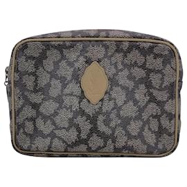 Yves Saint Laurent Pochette cosmétique en toile imprimée girafe grise vintage Gris