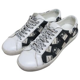 Yves Saint Laurent Saint Laurent Paris Canvas-Leder-Sneaker Schwarz Weiß
