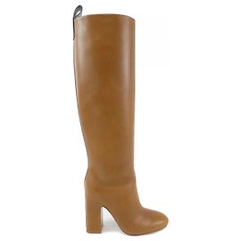 Botas Longas de Couro Donna da Louis Vuitton Marrom