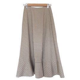 Autre Marque LE CIEL BLEU Check Long Flare Skirt Beige
