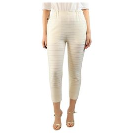 Issey Miyake Cremfarbene gestreifte Hose - Größe M Roh