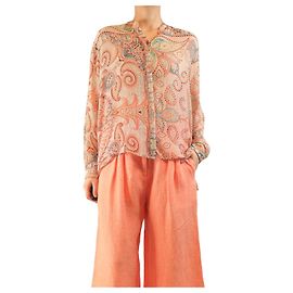 Etro Camisa de seda paisley multicolor - talla UK 14 Multicolor