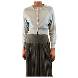 Simone Rocha Hellblauer Cardigan mit verziertem Kragen - Größe XS Blau