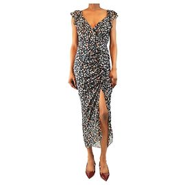 Veronica Beard Vestido midi de seda floral - tamanho UK 6 Multicor
