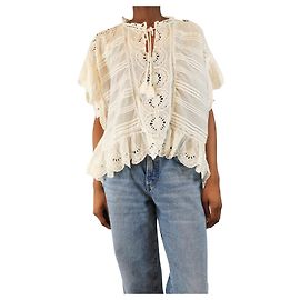 Isabel Marant Etoile Top arrugado Payton blanco - talla UK 6 Blanco