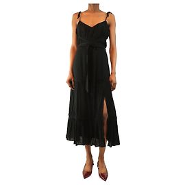 Paige Jeans Schwarzes, gestuftes Rayon-Sommerkleid - Größe S Schwarz
