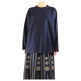 Sofie d'Hoore Navy contrast-stitched wool top - size UK 8 Navy blue