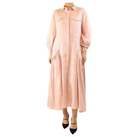 Gabriela Hearst Robe maxi en lin rose - taille UK 16 Rose