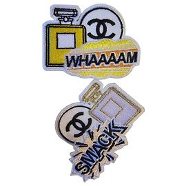 Patches Chanel "WHAAAAM" e "SMACK" Nero Rosa Bianco Giallo Gold hardware