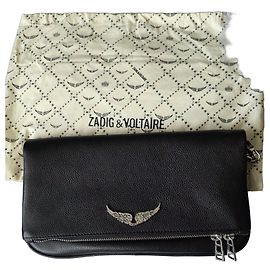 Bolso Zadig & Voltaire de cuero negro con alas de strass Negro
