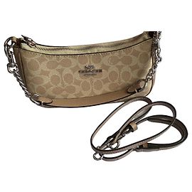 Coach Teri Signature Canvas Shoulder Bag - Excellent Condition Beige