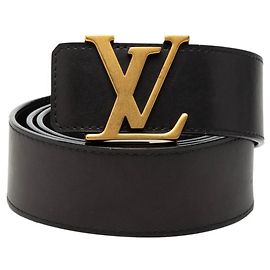 Cintura LV Initials di Louis Vuitton Nero D'oro
