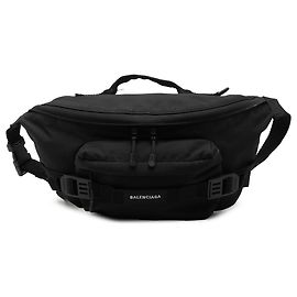 Balenciaga große schwarze Nylon-Armeetasche Schwarz