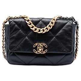 Chanel Black Medium Lambskin 19 Flap Black