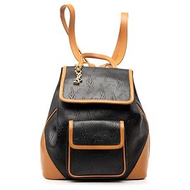 Zaino in pelle nera con monogramma in rilievo Saint Laurent Altro