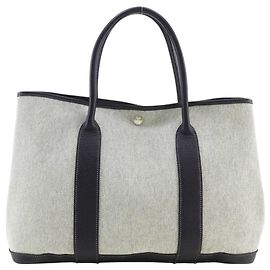 Bolso Tote Hermès Garden Party 36 PM Castaño Negro Blanco