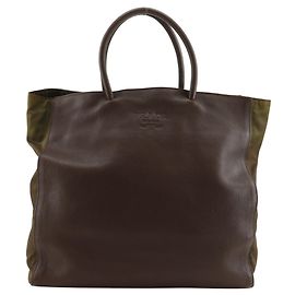 Bolsa/tote de couro de bezerro marrom e nylon Prada Marrom