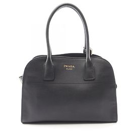 Prada SOFT GLAIN Medium Tote Bag Black