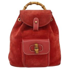 Gucci Gucci bamboo backpack daim mini Red