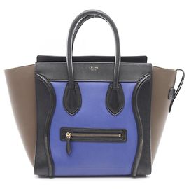 Céline Bolsa de mão Celine Luggage Mini Shopper Marrom Preto Azul