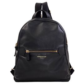 Mochila de couro com logo Longchamp Preto