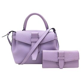 NEUE LANCEL CHARLIE MM HANDTASCHE + LAVENDEL LEDER GELDBÖRSE MIT GURT Lavendel