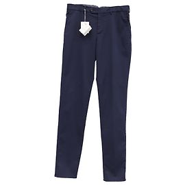 Calças de gabardine Brunello Cucinelli ajuste italiano em algodão azul marinho Azul Azul marinho