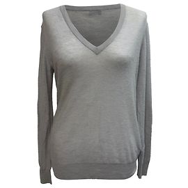 Joseph V-Ausschnitt Pullover aus grauer Kaschmirwolle Grau