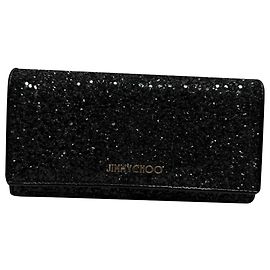 Bolsa clutch com aba e corrente em glitter preto Jimmy Choo Preto