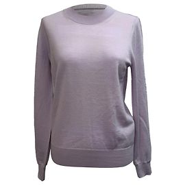 Burberry Strickpullover aus lila Merinowolle mit Logo Lila