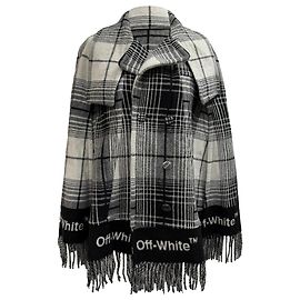 Off White Capa de lã xadrez multicolorida Off-White Multicor