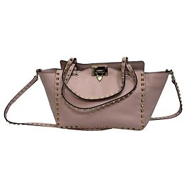 Bolsa Tote Trapeze Small Rockstud da Valentino Garavani em couro rosa Marrom Rosa