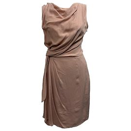 Vestido midi com nó lateral em seda rosa Dior Rosa