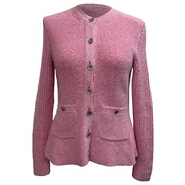 Chanel Strickjacke mit Knöpfen aus rosa Cupro Pink