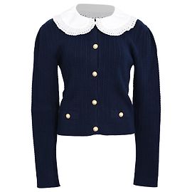 Cardigã de tricô com cabos Alessandra Rich em algodão azul marinho Azul Azul marinho