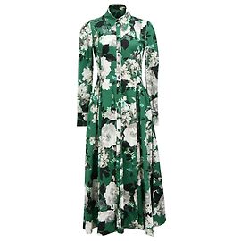 Erdem Josianne Midikleid mit Blumenmuster aus grünem Baumwollstoff Andere